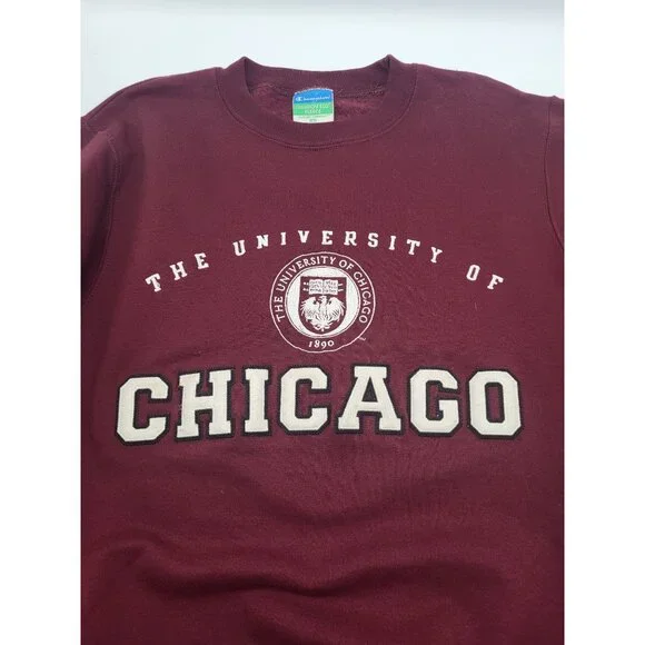 Champion Eco Fleece SZ XS University of Chicago Crewneck Sweatshirt Academia - Picture 8 of 8